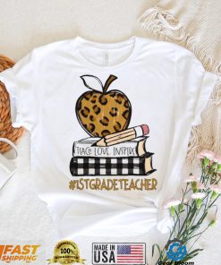 Teach Love Inspire 1st Grade Teacher leopard shirt