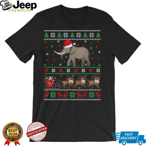 Santa Sleigh Reindeer Ugly Elephant Christmas T Shirt