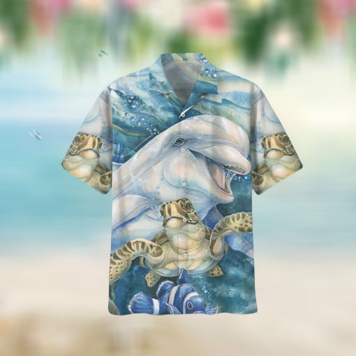 Sea Turtle And Dolphin For Turtle Aloha Hawaii Shirt