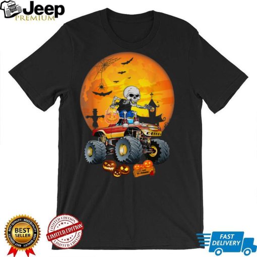 Skeleton Monster Truck Moon Candy Toddler Boys Halloween Kid T Shirt