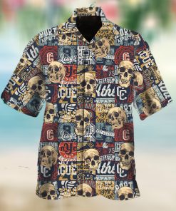 Skull And Signs Pattern For Button Down Aloha Hawaii Shirtd