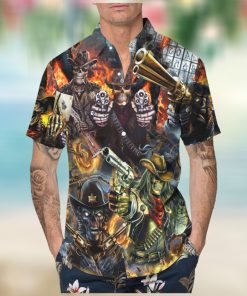 Skull Cowboy Squad Hawaiian Shirt, Colorful Short Sleeve, Unique Beach Shirt