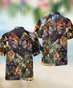 Skull Cowboy Squad Hawaiian Shirt  Colorful Short Sleeve  Unique Beach Shirt2