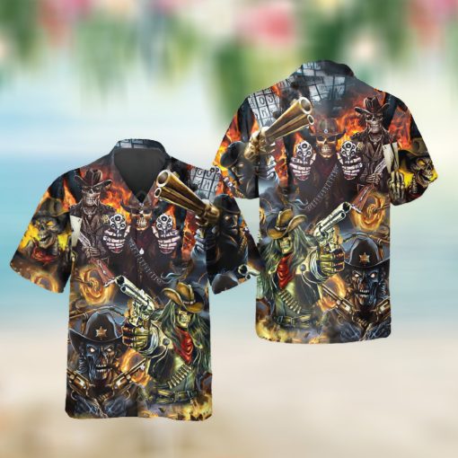 Skull Cowboy Squad Hawaiian Shirt  Colorful Short Sleeve  Unique Beach Shirt2