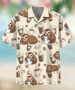 Sleeping Sloth   Coffee For Sloth Button Down Aloha Hawaii Shirt