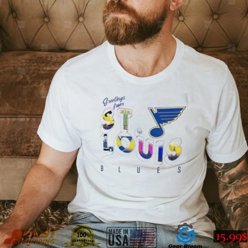 St. Louis Blues Erin Andrews greetings from muscle 2022 shirt