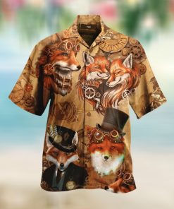 Steampunk Fox For Button Down Aloha Fox Hawaii Shirt