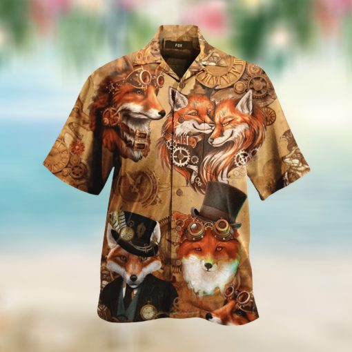 Steampunk Fox For Button Down Aloha Fox Hawaii Shirt