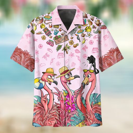 Taking Selfies Aloha Items Button Down For Flamingo Hawaii Shirt