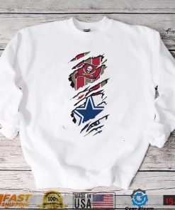 Tampa Bay Buccaneers And Dallas Cowboys Ripped Double Fan Shirt