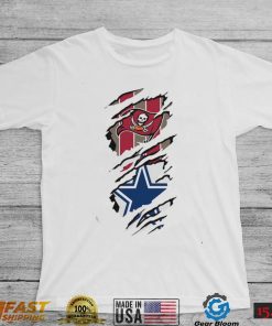 Tampa Bay Buccaneers And Dallas Cowboys Ripped Double Fan Shirt