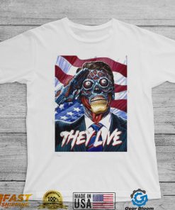 They live Obey and American flag t shirt