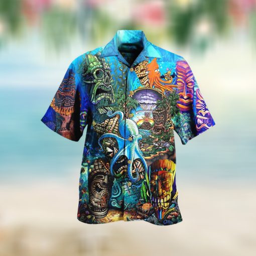 Tiki And Ocean Octopus For Tiki Tropical Aloha Hawaii Shirt