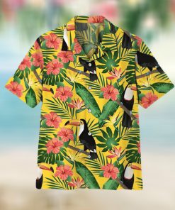Toucan Hibiscus Flower For Button Down Aloha Hawaii Shirt