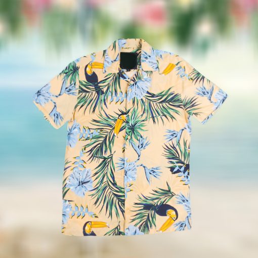 Toucan Tropical Flower For Aloha Yellow Hawaii Shirt