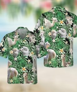 Tropical Alpaca Pattern Hawaiian Shirt  Animal Lovers Hawaiian Shirts