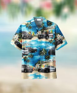 Tropical Police Car For Button Down Aloha Hawaii Shirt