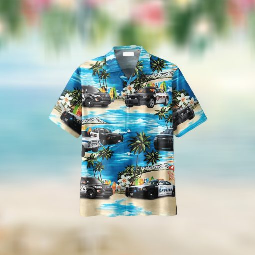 Tropical Police Car For Button Down Aloha Hawaii Shirt