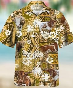 Tx Longhorn Tribal Pattern Hawaiian Shirt