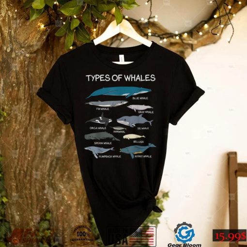 Types Of Whales Cute Ocean Mammals Dolphins Educational T Shirt