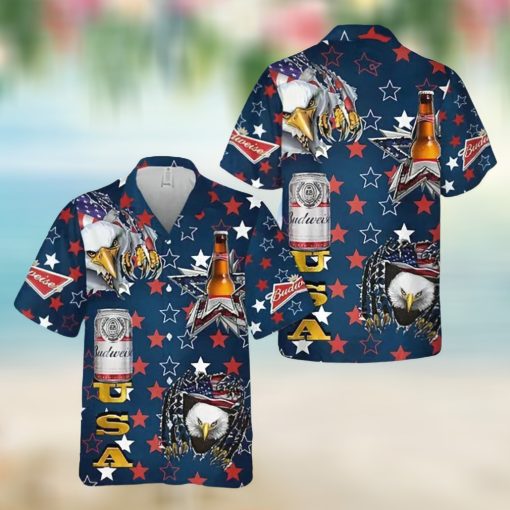 Usa Flag Eagle Budweiser Hawaiian Shirt