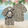 Veterans Eagle American Flag For Men And Women Graphic Print Short Sleeve Hawaiian Casual Shirt