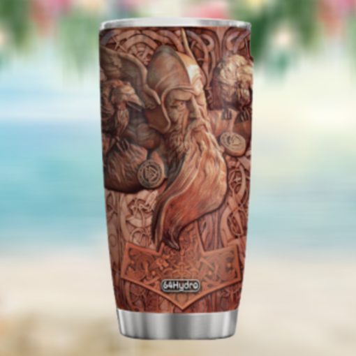 Viking Raven Odin Wood Style 1 KD2 HNM0212007 Stainless Steel Tumbler