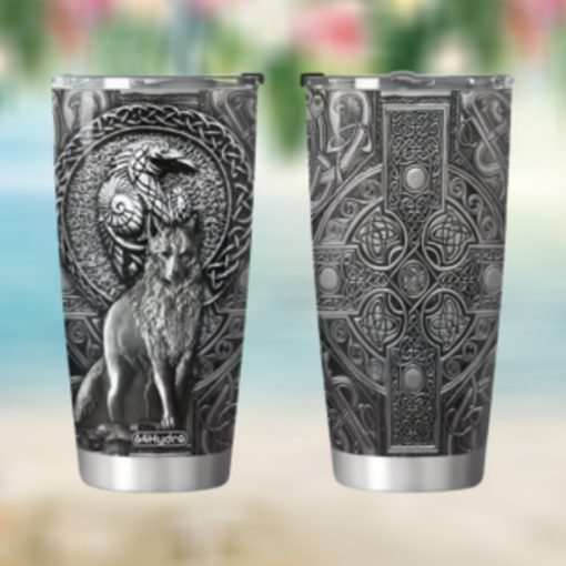 Viking Wolf Raven Metal Style KD2 KHM0212012 Stainless Steel Tumbler