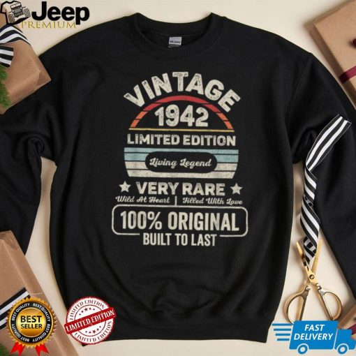 Vintage Born In 1942 Shirt 80th Birthday Gift 80 Years Old T Shirt