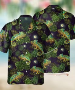 Vintage Chameleon Hawaiian Shirt  Tropical Jungle Forest With Lizard And Palm Leaves Hawaii Shirt removebg preview