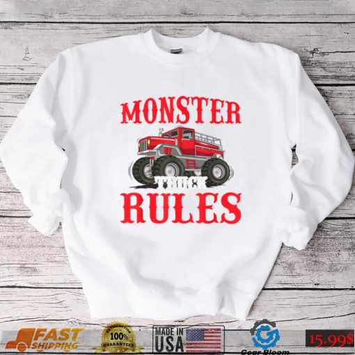 Vintage Monster Truck Rules Retro Sunset Cool Engines T Shirt