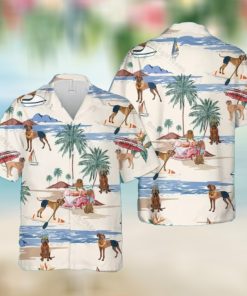 Vizsla Summer Beach Hawaiian Shirt, Dog Beach Short Sleeve Hawaiian Shirt