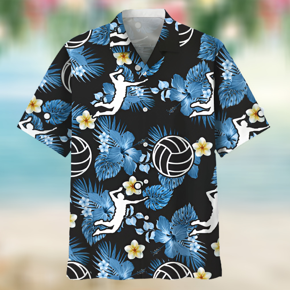 Volleyball Tropical Hibiscus Blue For Sport Lover Aloha Hawaii Shirt