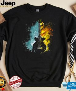 Watercolor Fire Water Acoustic Guitar Graphic T Shirt