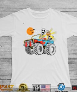 Funny Halloween Skeleton Monster Truck Kids Boys Toddler T Shirt