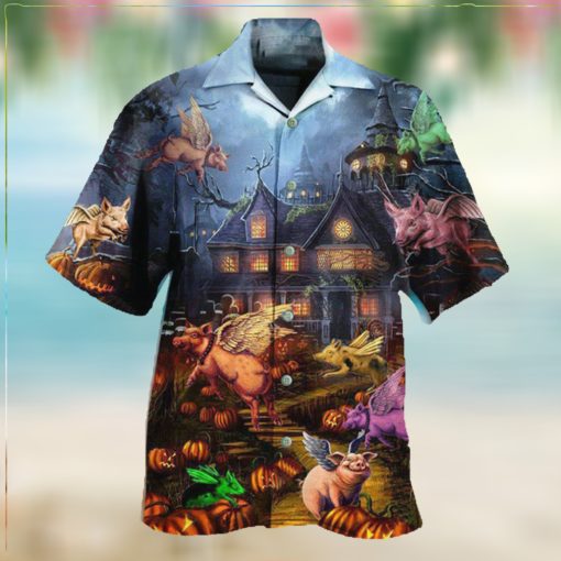 When Pigs Fly Night Halloween Hawaiian Shirt In 2022