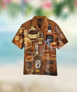 Whiskey Food Pattern For Whiskey Lovers Button Down Aloha Hawaii Shirt