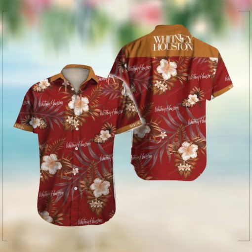 Whitney Houston Hawaiian Graphic Print Short Sleeve Hawaiian Casual Shirt
