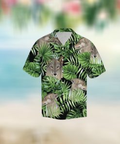 Wolf Green Tropical Leaves For Wolf Lovers Aloha Hawaii Shirt