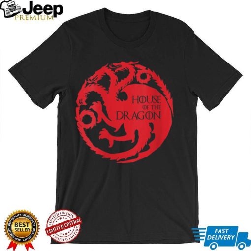 Womens House Of The Dragon Medieval Flag Mythical Dragon Inspired V Neck T Shirt