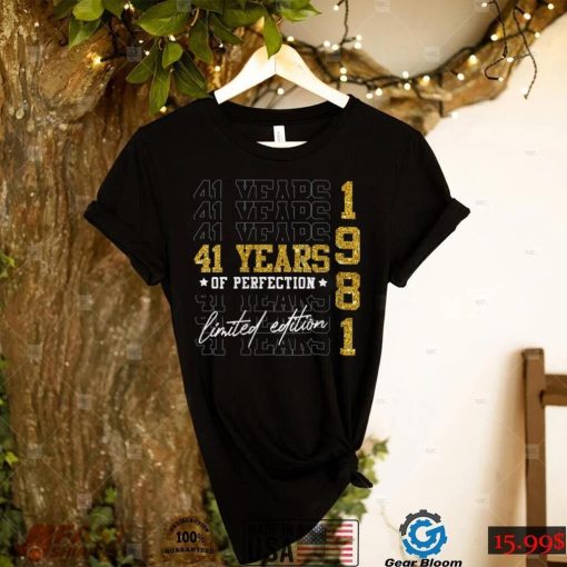 Womens Limited Edition 1981 41 Years Old 41st Birthday Gifts V Neck T Shirt