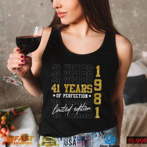 Womens Limited Edition 1981 41 Years Old 41st Birthday Gifts V Neck T Shirt