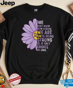 Womens We are Strong  Crohns and Colitis Awareness Supporter Ribbon V Neck T Shirt