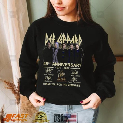 World Tour 2022 Def Leppard 45th anniversary 1977 2021 thank you for the memories signatures shirt