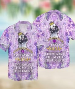 World’s Most Awesome Nana The Woman The Myth The Legend Graphic Print Short Sleeve Hawaiian Casual Shirt