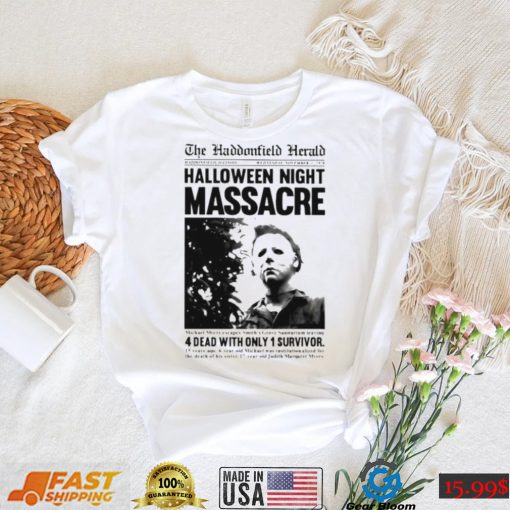 michael myers halloween haddonfield herald news article shirt shirt