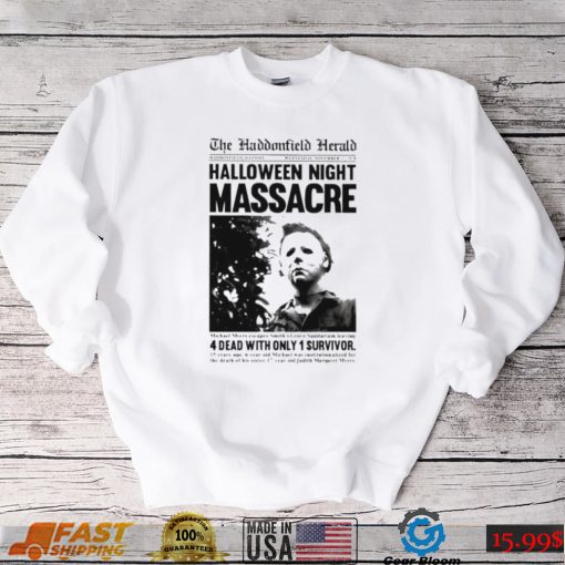 michael myers halloween haddonfield herald news article shirt shirt