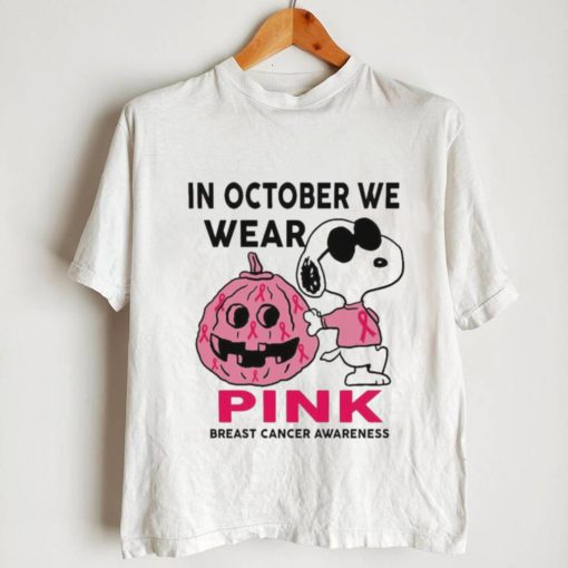In October We Wear Pink Snoopy Breast Cancer Awareness Cute Halloween Shirt