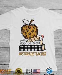 Teach Love Inspire 1st Grade Teacher leopard shirt