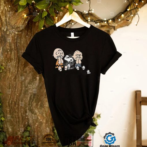 Charlie Brown Halloween Tee Shirt Frightened Charlie Brown Snoopy And Linus Van Pelt Halloween